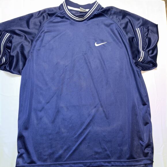 Nike Vintage Navy Mesh Jersey Y2K Sportswear Streetwear Swoosh Logo Med 90s - Picture 1 of 8